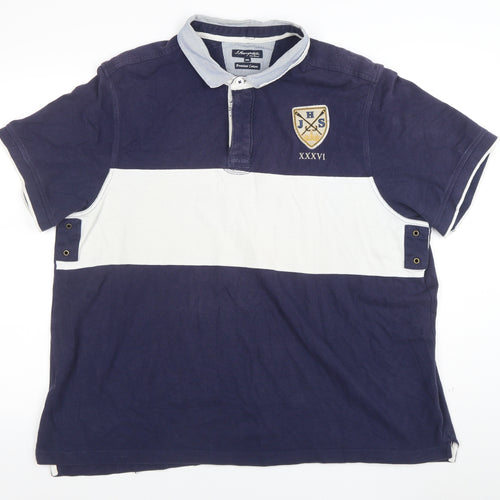 J. Hampton and Sons Men's Navy White Stripe Cotton Polo Shirt XXL