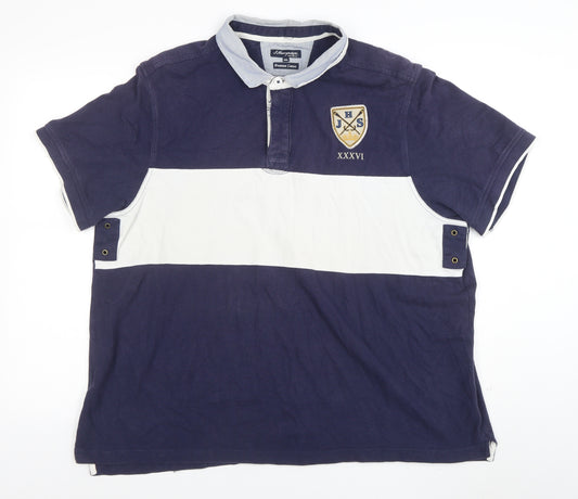 J. Hampton and Sons Men's Navy White Stripe Cotton Polo Shirt XXL
