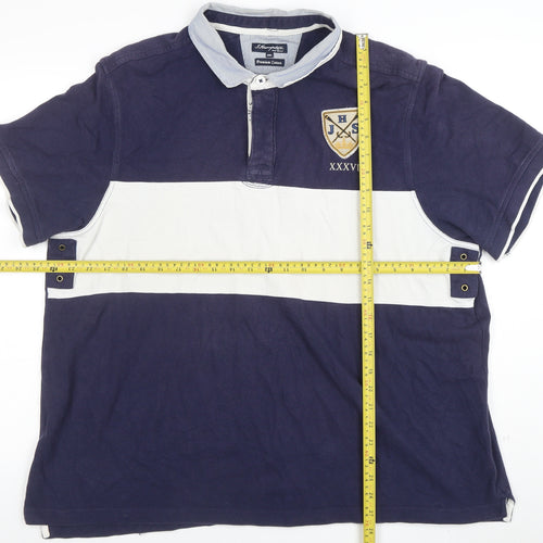 J. Hampton and Sons Men's Navy White Stripe Cotton Polo Shirt XXL