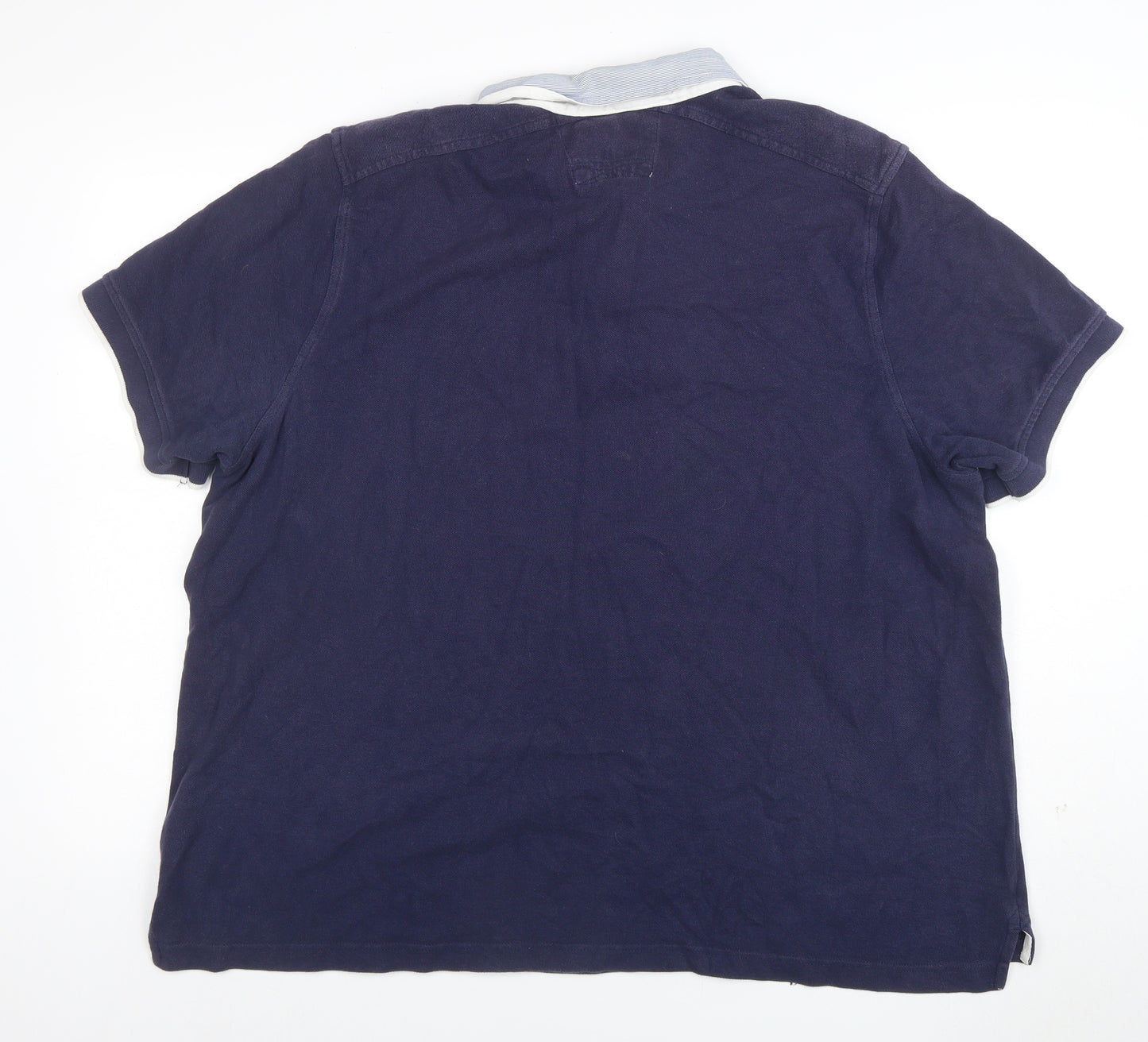 J. Hampton and Sons Men's Navy White Stripe Cotton Polo Shirt XXL
