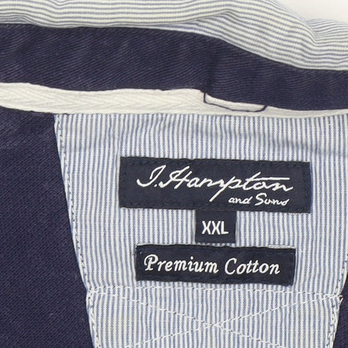 J. Hampton and Sons Men's Navy White Stripe Cotton Polo Shirt XXL