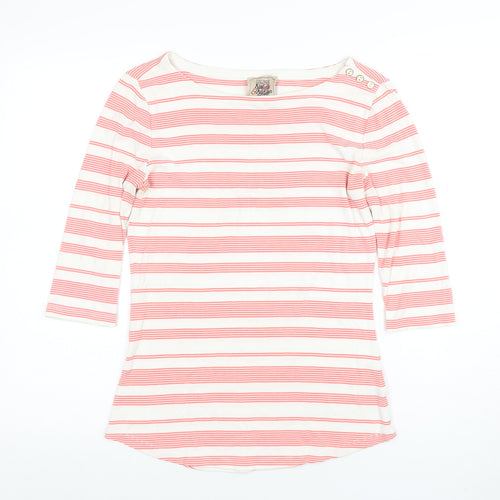 Anokhi & Addison Women's Multicoloured Striped 3/4 Sleeve Boat Neck Top Size L