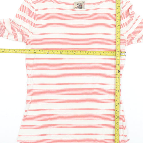 Anokhi & Addison Women's Multicoloured Striped 3/4 Sleeve Boat Neck Top Size L
