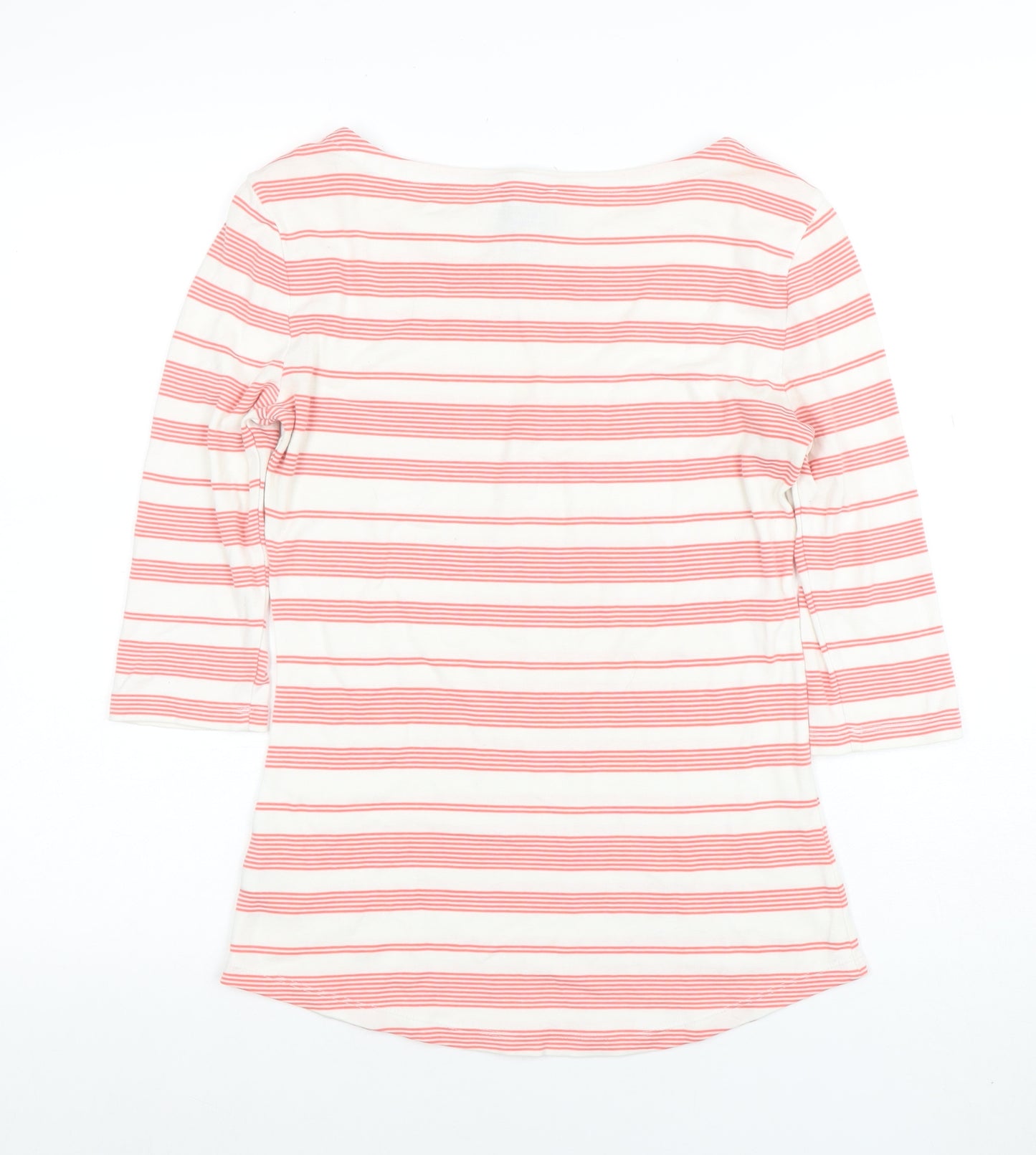 Anokhi & Addison Women's Multicoloured Striped 3/4 Sleeve Boat Neck Top Size L