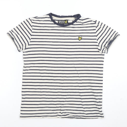 Lyle & Scott Boys Blue Striped Cotton T-Shirt 14-15 Years Regular Fit