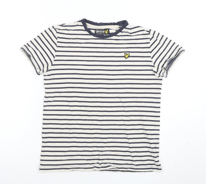 Lyle & Scott Boys Blue Striped Cotton T-Shirt 14-15 Years Regular Fit