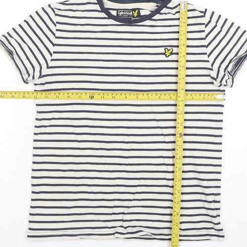 Lyle & Scott Boys Blue Striped Cotton T-Shirt 14-15 Years Regular Fit