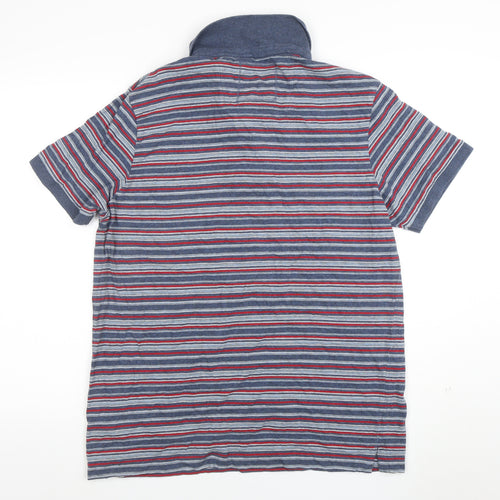 St. George by Duffer Blue Red Striped Cotton Polo Shirt Men's XL