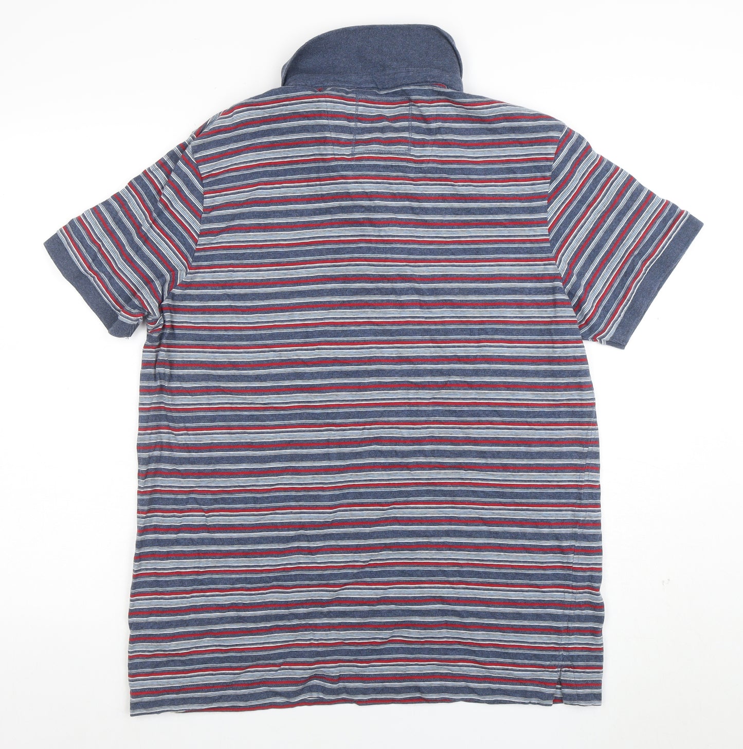 St. George by Duffer Blue Red Striped Cotton Polo Shirt Men's XL
