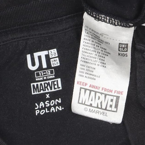 Uniqlo Kids Marvel Avengers Black Short Sleeve T-Shirt 11-12 Years