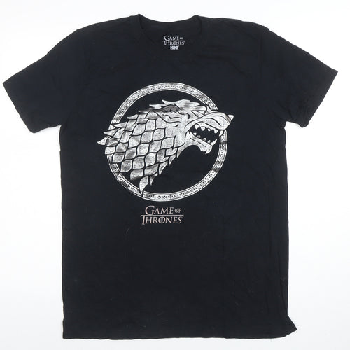 HBO Game of Thrones Men's Black Medium Stark Graphic Cotton T-Shirt