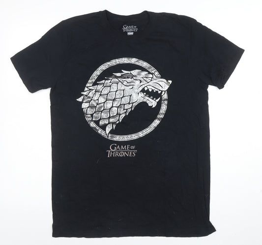 HBO Game of Thrones Men's Black Medium Stark Graphic Cotton T-Shirt