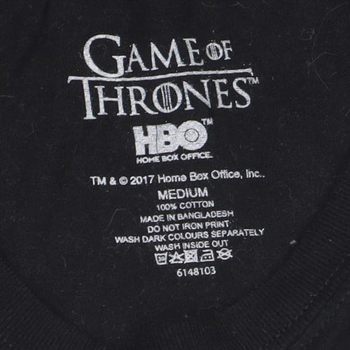 HBO Game of Thrones Men's Black Medium Stark Graphic Cotton T-Shirt