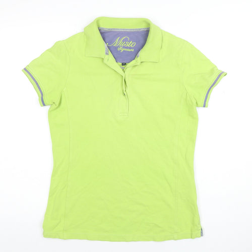 Musto Women's Green Polo Shirt Size 10 Short Sleeve Cotton Stretch