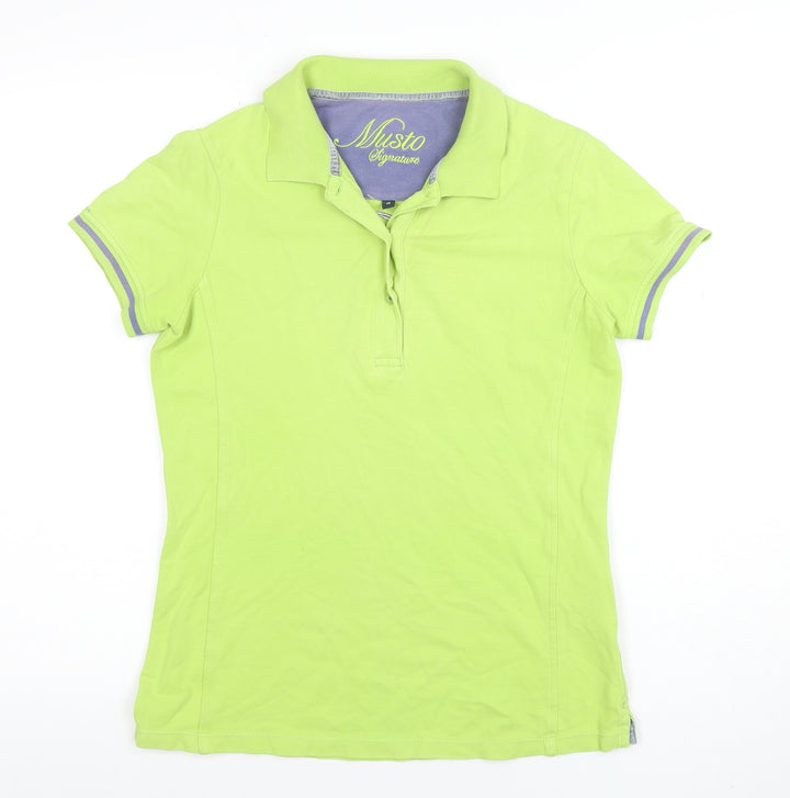Musto Women's Green Polo Shirt Size 10 Short Sleeve Cotton Stretch