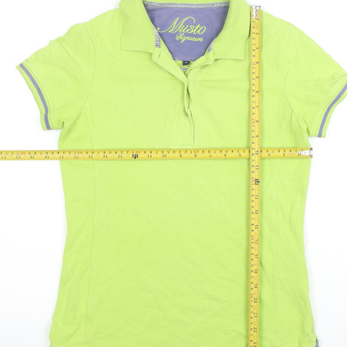 Musto Women's Green Polo Shirt Size 10 Short Sleeve Cotton Stretch