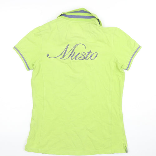 Musto Women's Green Polo Shirt Size 10 Short Sleeve Cotton Stretch
