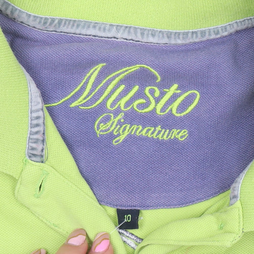 Musto Women's Green Polo Shirt Size 10 Short Sleeve Cotton Stretch