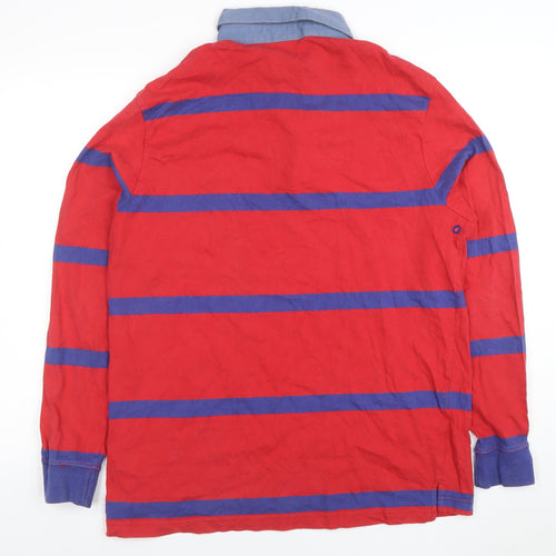 Urban Outfitters Men's Red Striped Long Sleeve Polo Shirt M