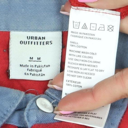 Urban Outfitters Men's Red Striped Long Sleeve Polo Shirt M