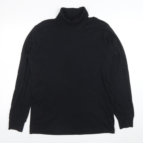 Uniqlo Women's Black Roll Neck Long Sleeve Cotton Top M
