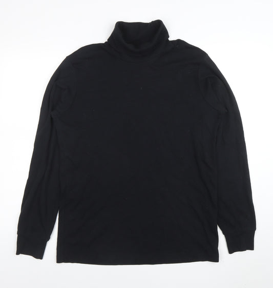 Uniqlo Women's Black Roll Neck Long Sleeve Cotton Top M