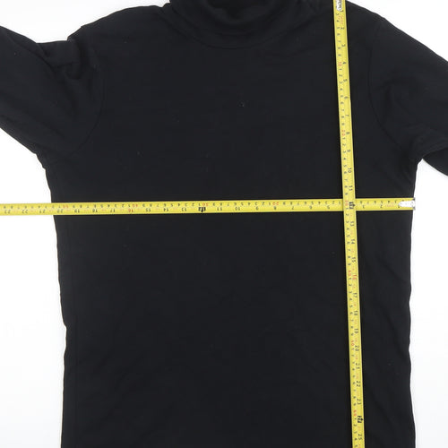 Uniqlo Women's Black Roll Neck Long Sleeve Cotton Top M