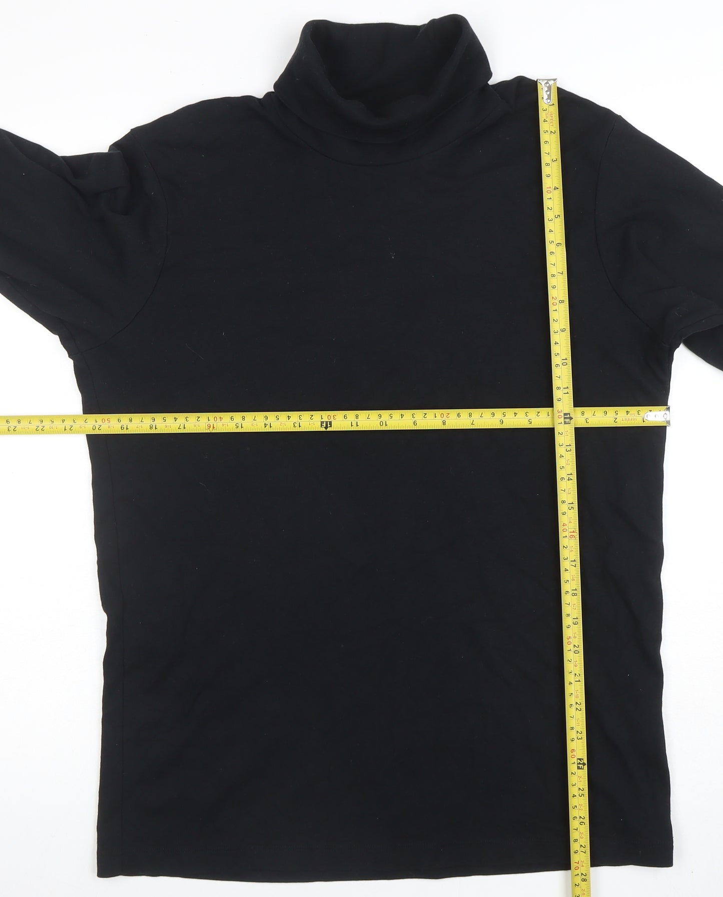 Uniqlo Women's Black Roll Neck Long Sleeve Cotton Top M