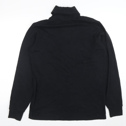 Uniqlo Women's Black Roll Neck Long Sleeve Cotton Top M