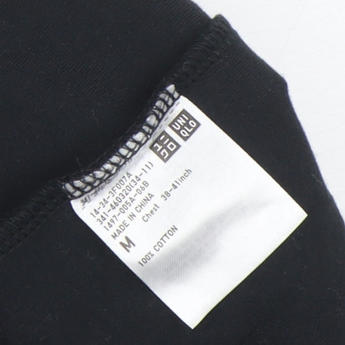 Uniqlo Women's Black Roll Neck Long Sleeve Cotton Top M