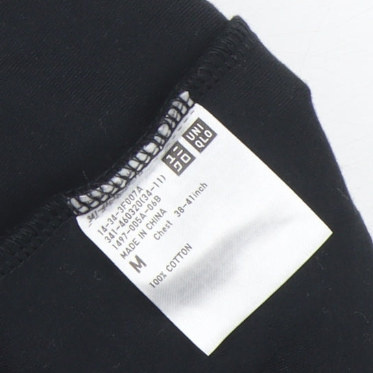 Uniqlo Women's Black Roll Neck Long Sleeve Cotton Top M