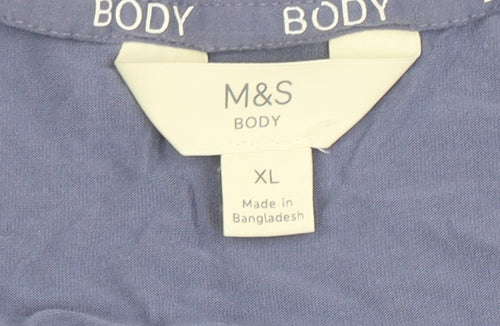 Marks and Spencer Women's Blue XL V-Neck Lace Shoulder T-Shirt