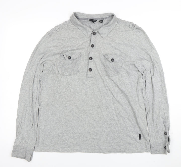 Ted Baker London Grey Long Sleeve Polo Shirt Size S Men’s Casual