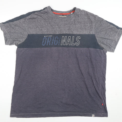 DSFIVE5 RED Men's Grey Colourblock Regular Fit Crew Neck T-Shirt 3XL