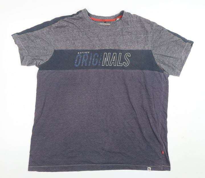 DSFIVE5 RED Men's Grey Colourblock Regular Fit Crew Neck T-Shirt 3XL