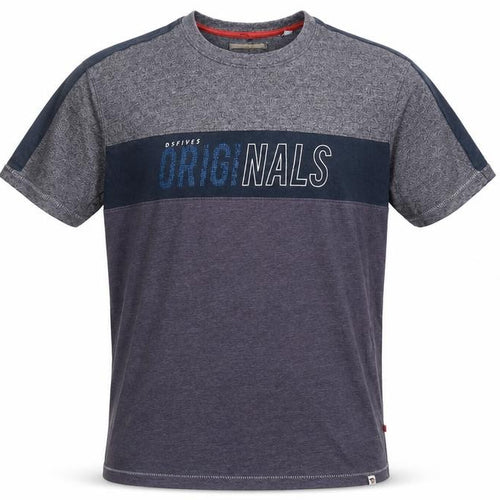DSFIVE5 RED Men's Grey Colourblock Regular Fit Crew Neck T-Shirt 3XL
