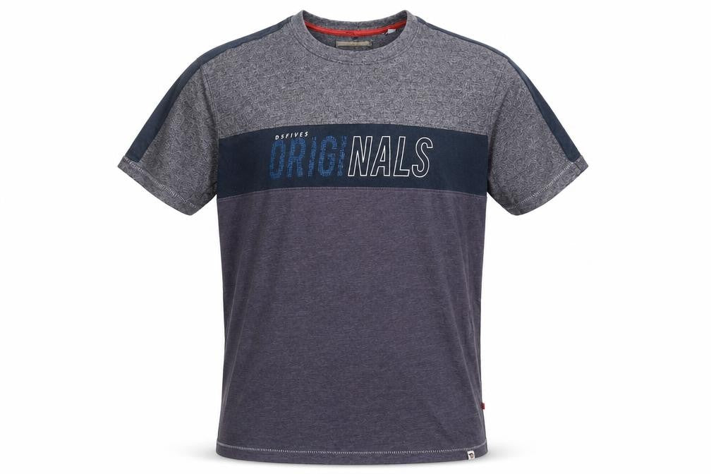 DSFIVE5 RED Men's Grey Colourblock Regular Fit Crew Neck T-Shirt 3XL