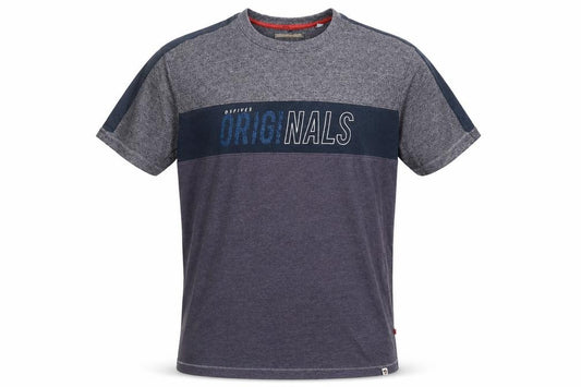 Front view of DSFIVE5 RED Men's Grey Colourblock Regular Fit Crew Neck T-Shirt 3XL