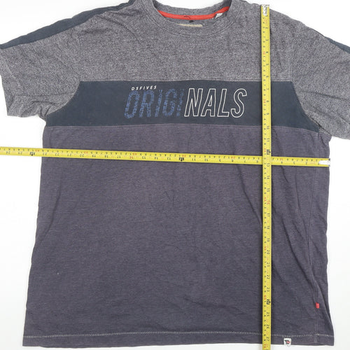 DSFIVE5 RED Men's Grey Colourblock Regular Fit Crew Neck T-Shirt 3XL
