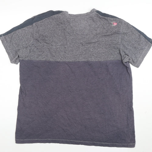 DSFIVE5 RED Men's Grey Colourblock Regular Fit Crew Neck T-Shirt 3XL