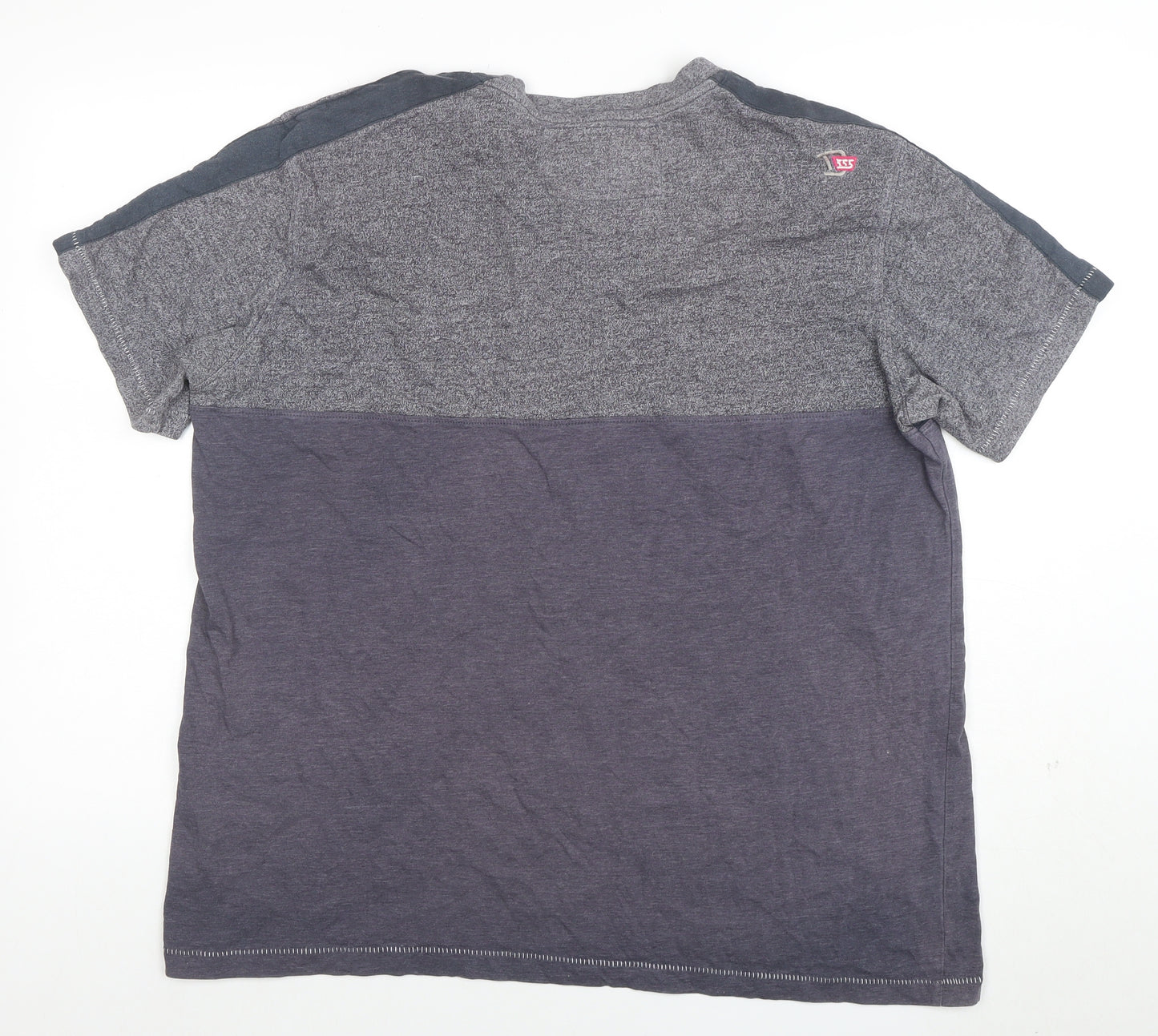 DSFIVE5 RED Men's Grey Colourblock Regular Fit Crew Neck T-Shirt 3XL