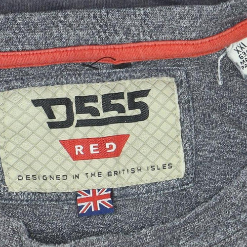 DSFIVE5 RED Men's Grey Colourblock Regular Fit Crew Neck T-Shirt 3XL