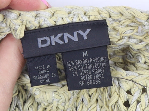 DKNY Womens Beige Open-Knit Rayon Cotton Pullover Jumper M