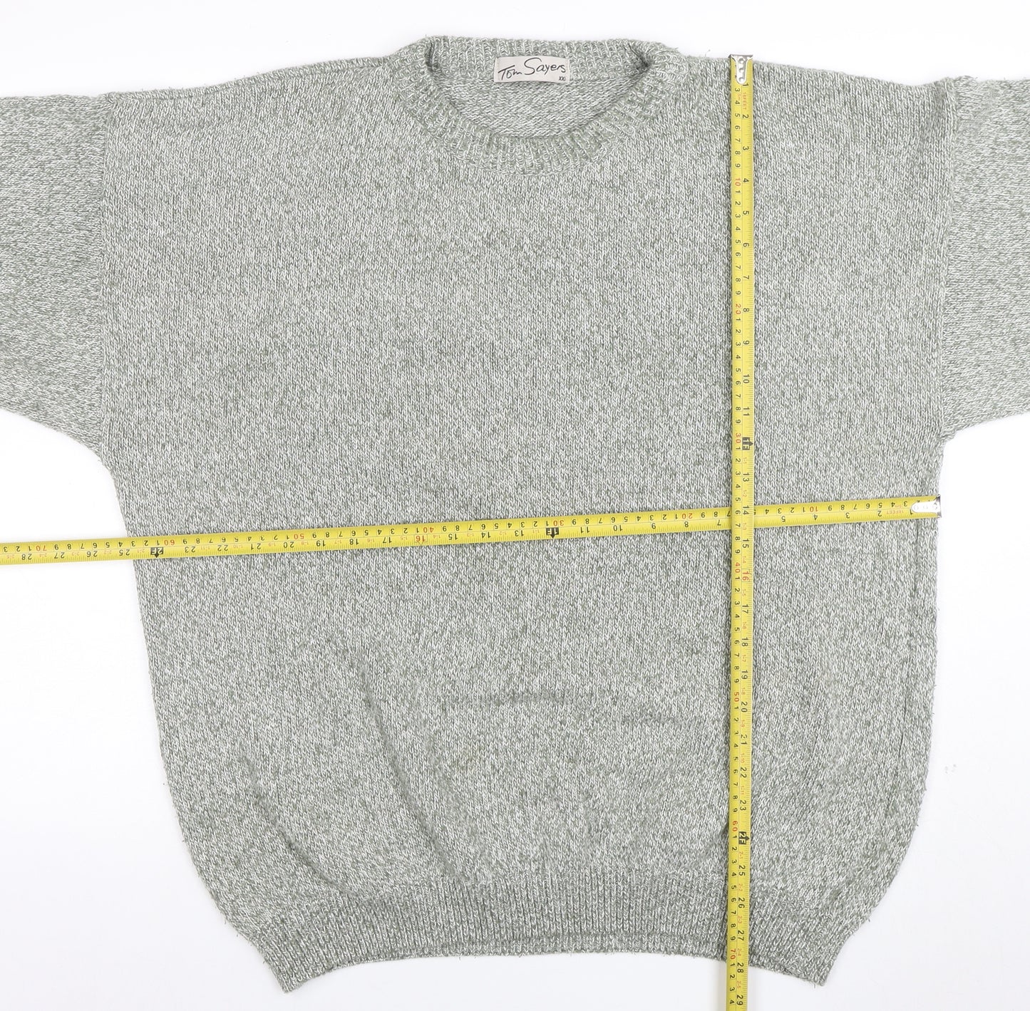 Tom Sayers Mens Grey XXL Crew Neck Acrylic Cotton Jumper