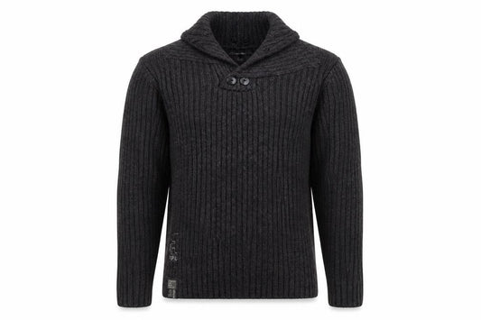 Front view of Americana Raw Men's Grey Wool Blend High Neck jumper M
