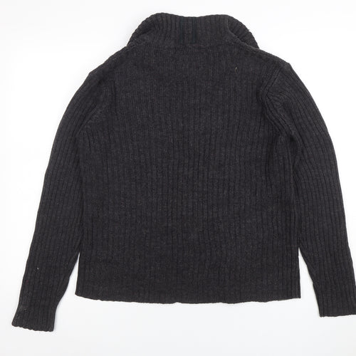 Americana Raw Men's Grey Wool Blend High Neck Pullover Jumper M