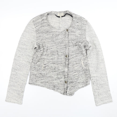 ZARA Women Grey Cotton Blend Button Cardigan Size 12
