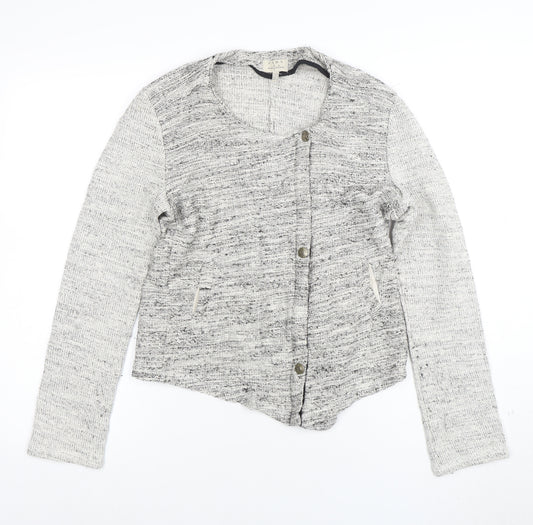 ZARA Women Grey Cotton Blend Button Cardigan Size 12