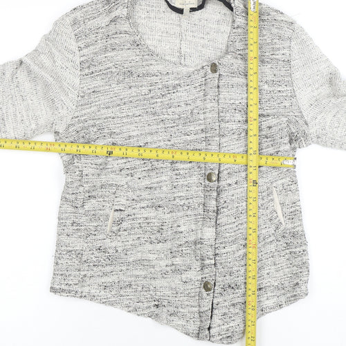 ZARA Women Grey Cotton Blend Button Cardigan Size 12