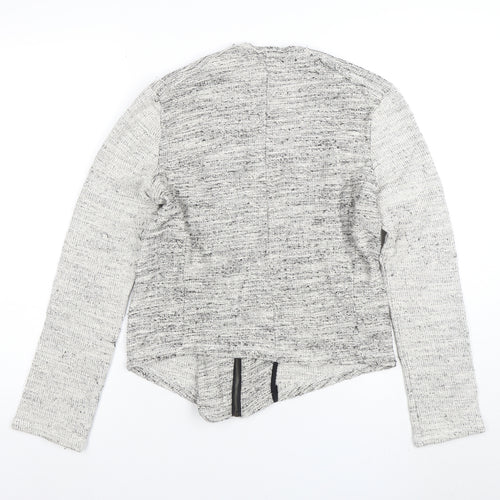 ZARA Women Grey Cotton Blend Button Cardigan Size 12